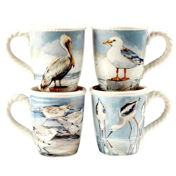 Certified International Shorebirds 18 oz. Mugs. Set of 4