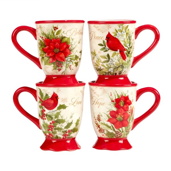 Certified International Winter's Medley 16 oz. Mugs. Set of 4
