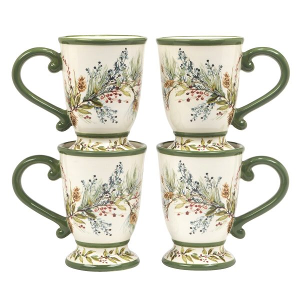 Certified International Winters Forest 18 oz. Mugs. Set of 4