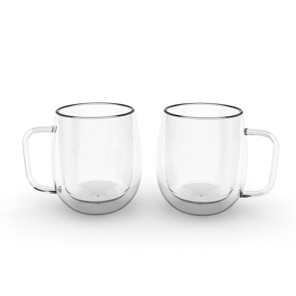 Elle Decor Double Wall Glass Mugs Set of 2 Coffee Mug