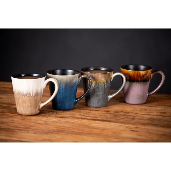 Set of 4PCs Stoneware Mug. 4 assorted reactive colors