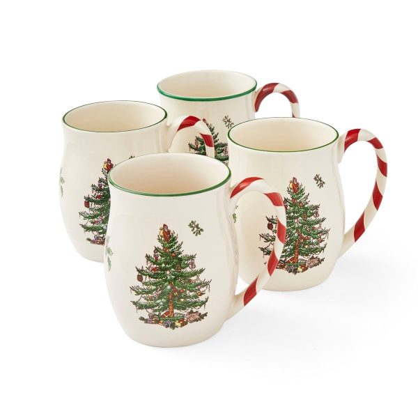Spode Set of 4 Christmas Tree Peppermint Mugs