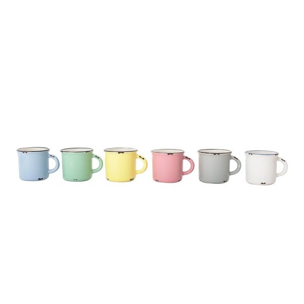 Tinware Espresso Mug Gift Set. Mixed Set of 6